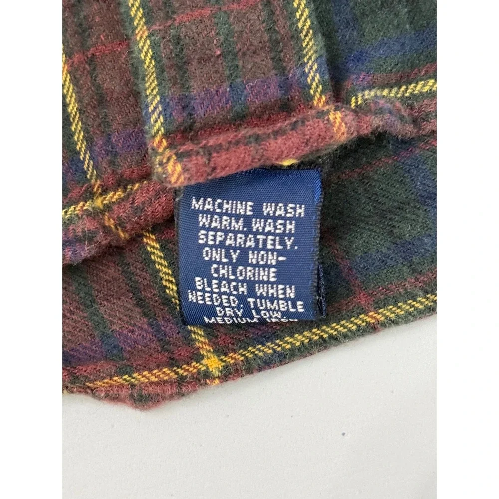 Ralph Lauren Boys SZ 6 Preppy Plaid Flannel Burgundy Blue Green Yellow Pony Logo